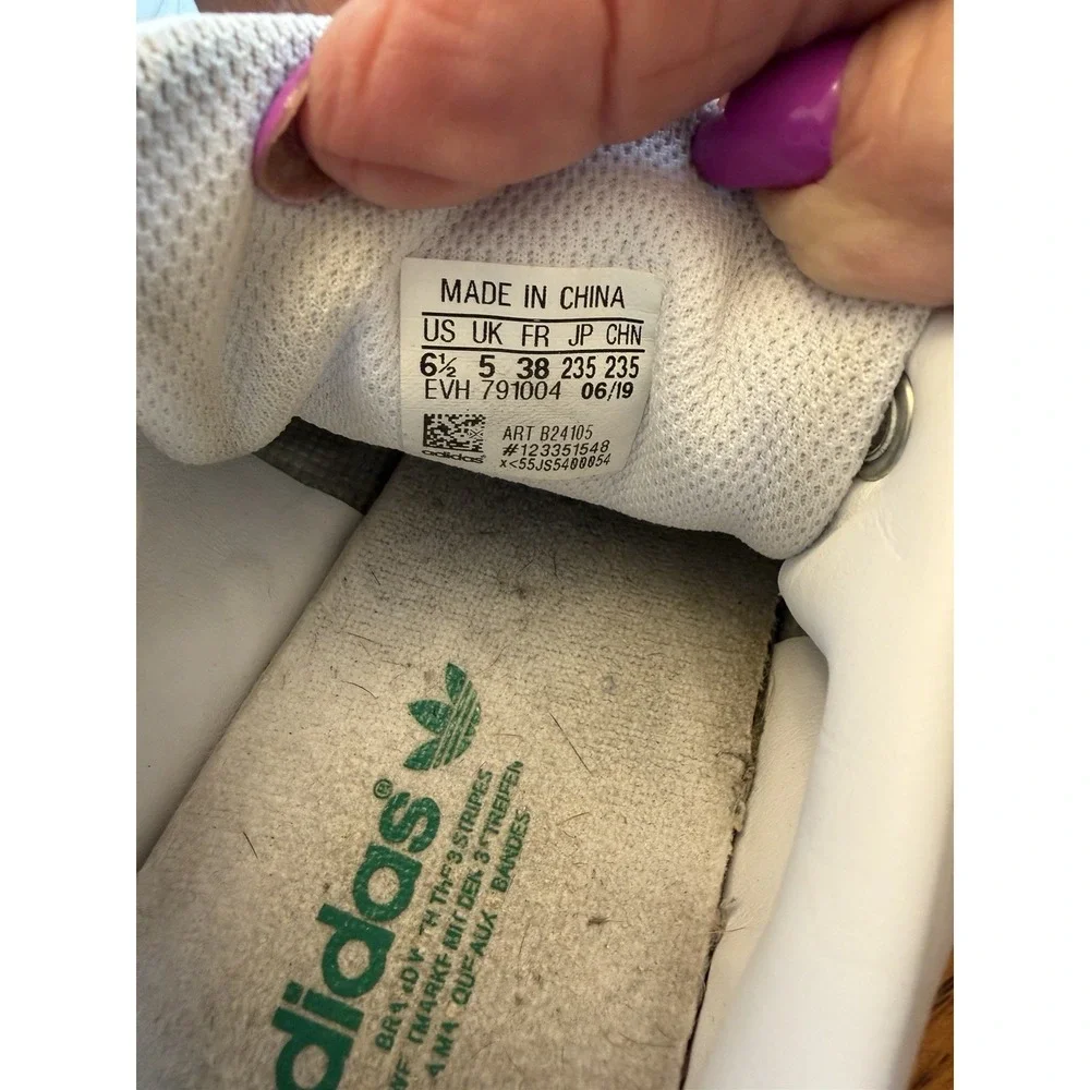 Adidas Stan Smith White Green Athletic Casual Size 6 1/2